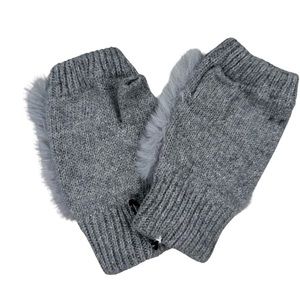 Faux Furry Fingerless Gloves Gray